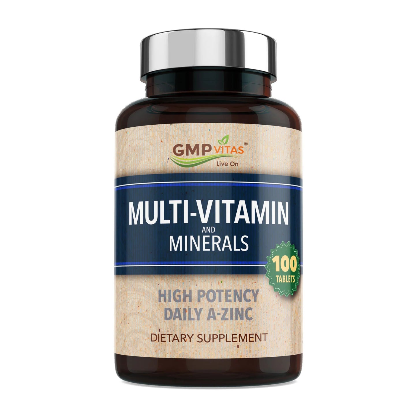 GMP Vitas - High Potency Daily A-Zinc MultiVitamin & Mineral 100 Tablets